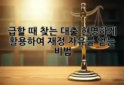 급할 때 찾는 대출, 현명하게 활용하여 재정 자유를 얻는 비법! 💰✨