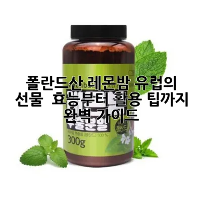 폴란드산 레몬밤, 유럽의 선물! 🌿 효능부터 활용 팁까지 완벽 가이드