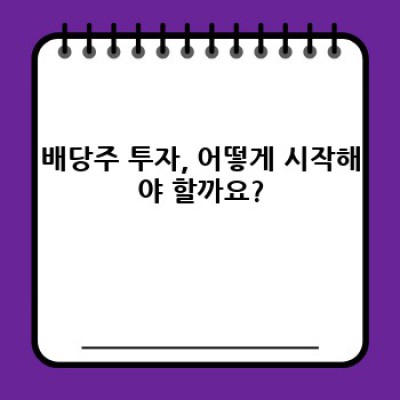 배당주 투자 완벽 가이드: 초보자도 이해하는 배당주 투자 전략